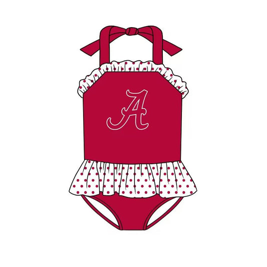 Baby Girls Alabama Team Ruffle One Piece Swimsuits preorder (moq 5)