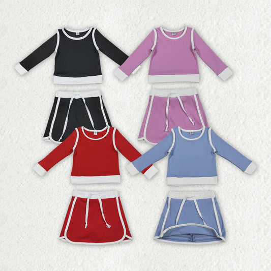 Sibling Baby Girls Long Sleeve Top Skirt Shorts Yoga Active Clothes Sets
