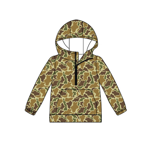 Preorder(moq 5) Adult Women Dark Green Camouflage Long Sleeve Hooded Hoodie Tops