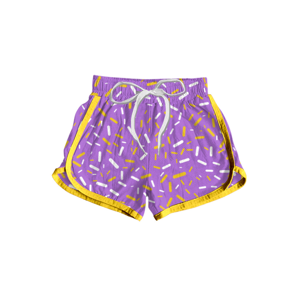 Preorder moq 5 Baby Girls Purple Sprikle Drips Bottom Shorts