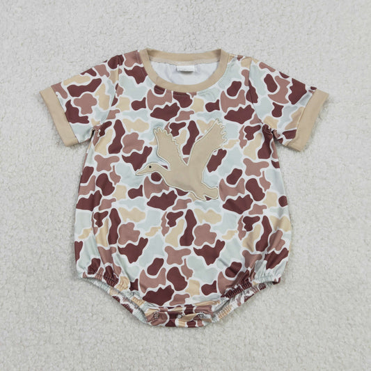 Embroidery Ducks Baby Boys Southern Khaki Camo Hunting Rompers
