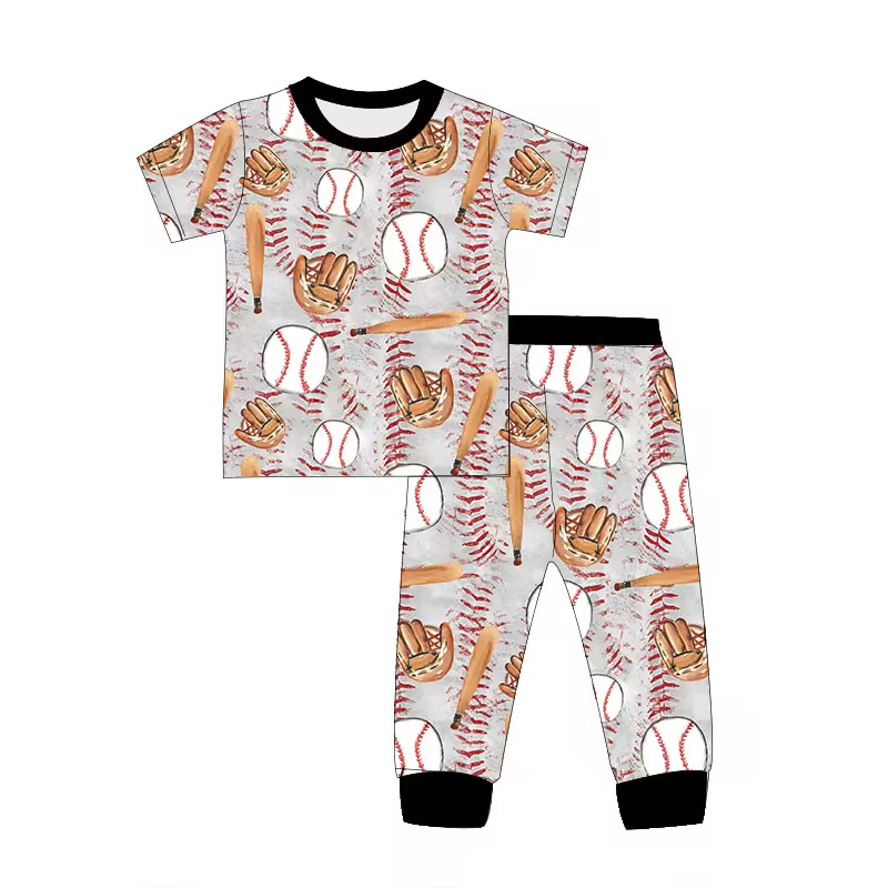 Baby Girls Baseball Shirt Pants Pajamas Clothes Sets Preorder(moq 5)