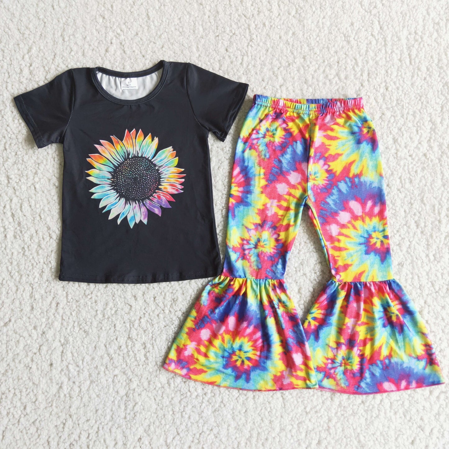 Baby Girls Sunflower Tie Dye Top Bell Pants Sets