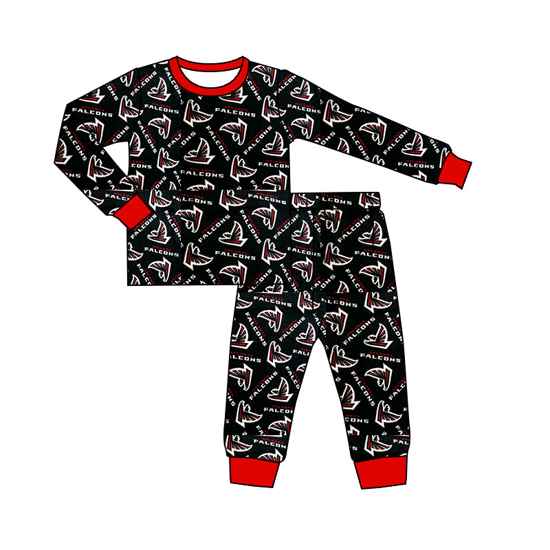 Preorder (moq 5)Baby Boys Black Football Team Shirt Pants Pajamas Outfits Clothes Sets