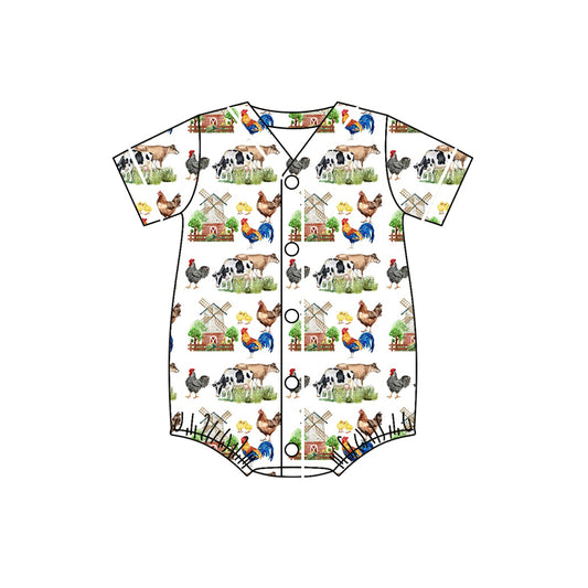 Baby Boys Farm Short Sleeve Buttons Rompers preorder(moq 5)