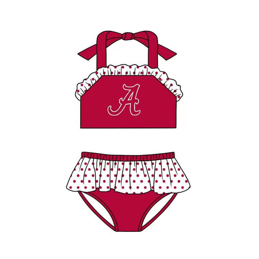 Baby Girls Alabama Team Ruffle Two Pieces Swimsuits preorder (moq 5)