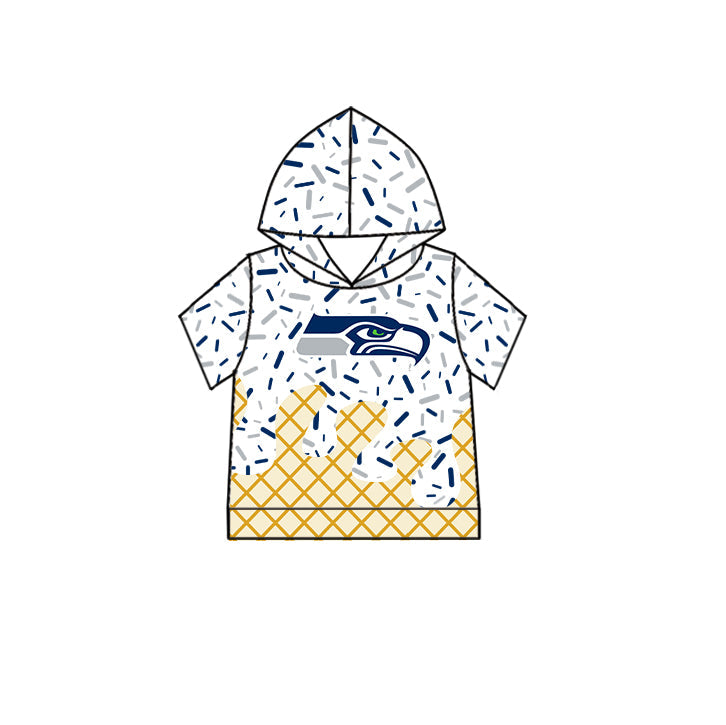Preorder (moq 5)Baby Boys Drip Sprinkles Seattle Seahawks Team Short Sleeves Hoodies Top