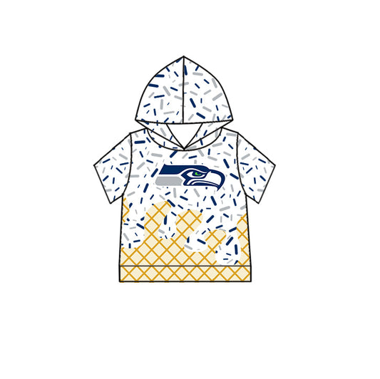 Preorder (moq 5)Baby Boys Drip Sprinkles Seattle Seahawks Team Short Sleeves Hoodies Top