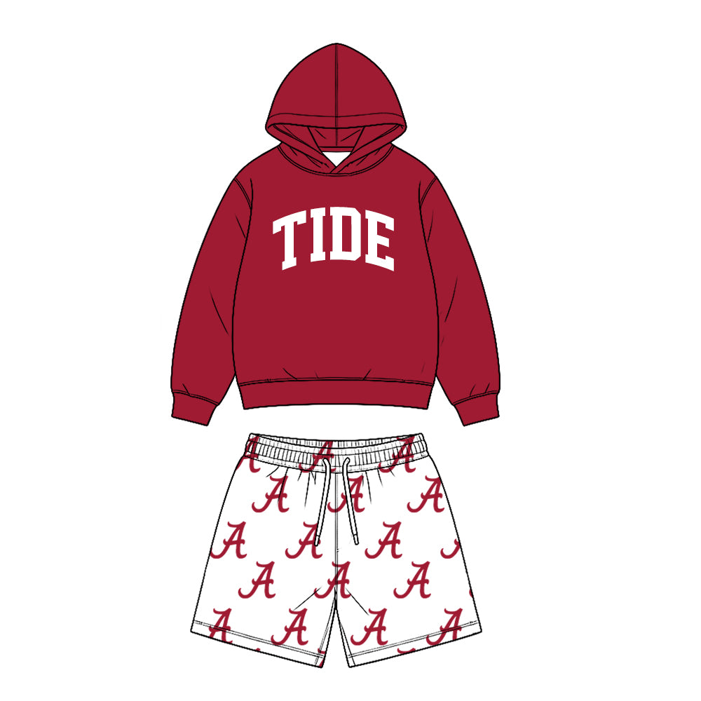 Preorder (moq 5)Baby Boys Tide Hooded Top Alabama Team Shorts Clothes Sets