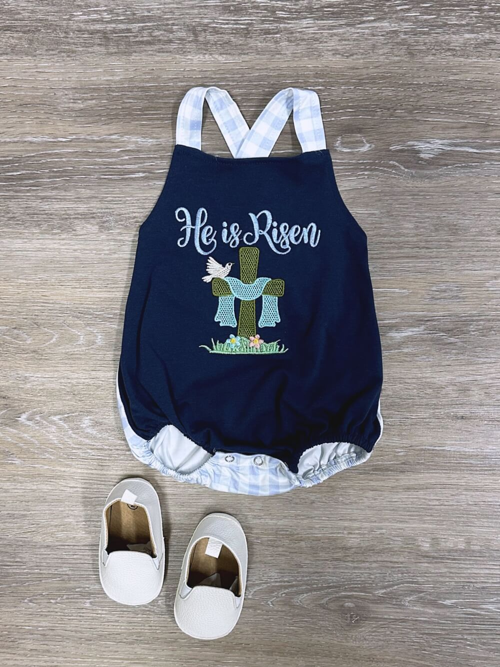 Baby Infant Boys Easter He Is Risen Bubble Rompers