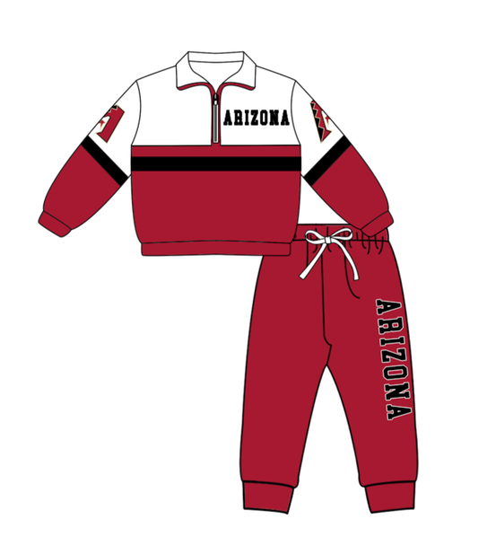 Preorder (moq 5)Baby Boys Arizona Zipper Pullover Jogger Pants Team Clothes Set