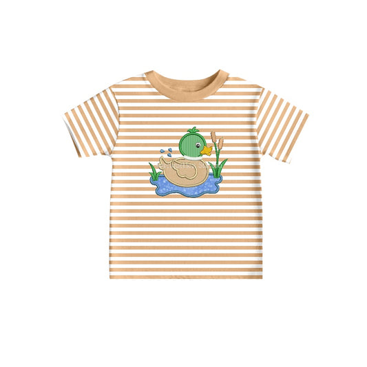 Baby Boys Mustard Stripes Duck Short Sleeve Tee Shirts Tops preorder(moq 5)