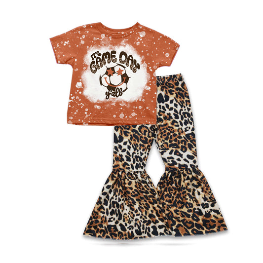 Baby Girls Game Day Leopard Shirt Bell Pants Clothes Sets preorder(moq 5)