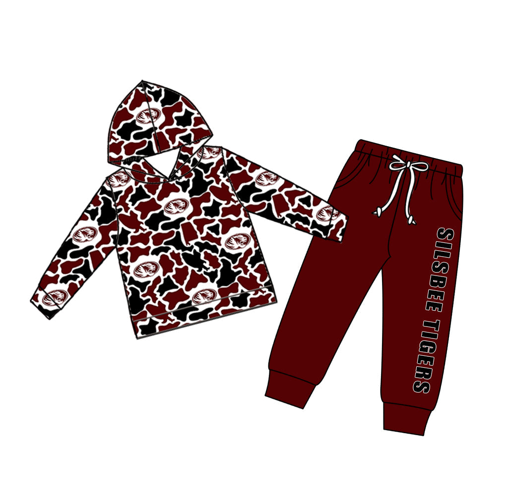Preorder (moq 5)Baby Boys Colorful Camo Hoodies Top Pockets Jogger Team Clothes Set
