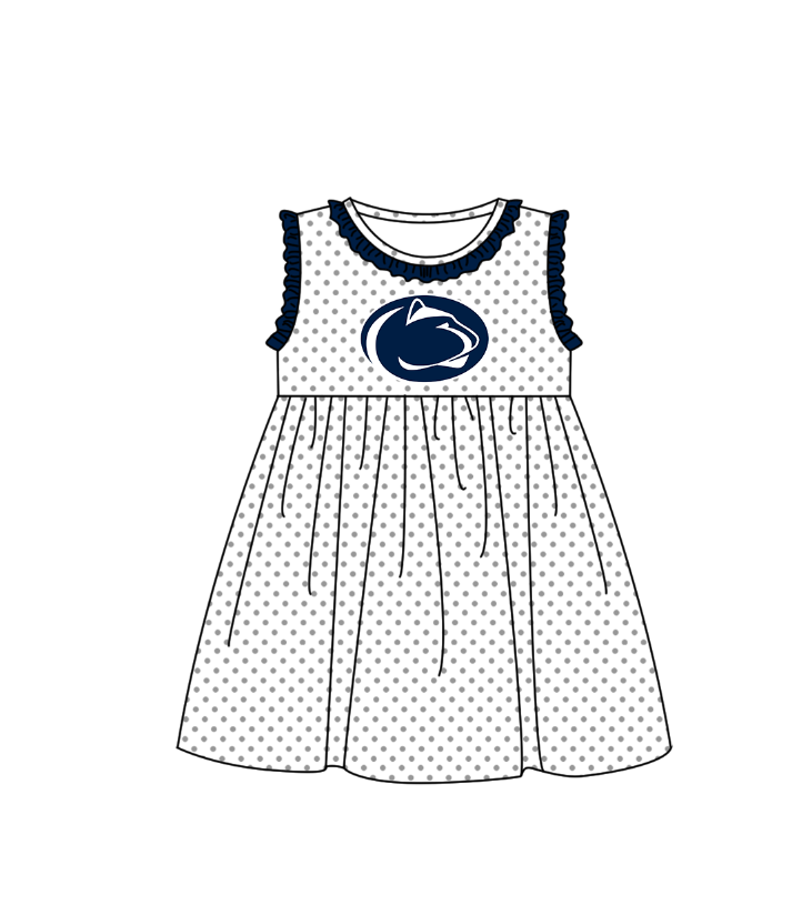 Preorder (moq 5)Baby Girls Sleeveless Leopard Polka Dots Team Knee Length Dresses