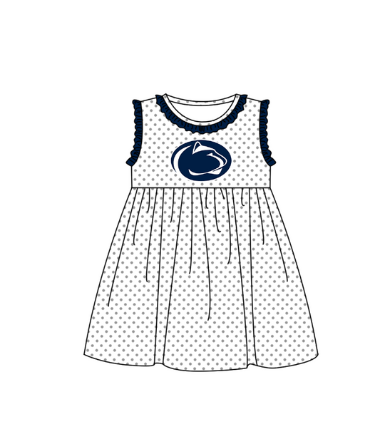 Preorder (moq 5)Baby Girls Sleeveless Leopard Polka Dots Team Knee Length Dresses