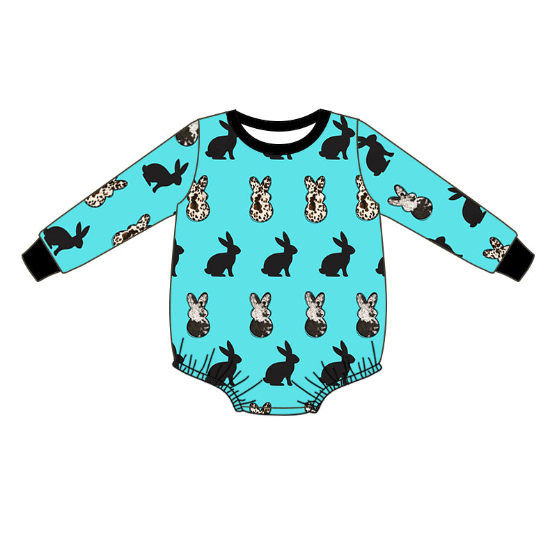 Baby Girls Easter Rabbits Long Sleeve Rompers preorder(moq 5)