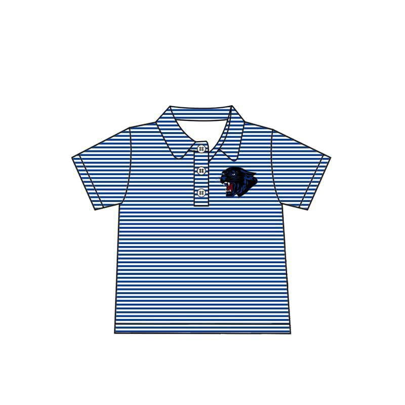 Preorder(moq 5) Baby Boys Blue Leopard Short Sleeve Tee Pullovers Shirts Tops