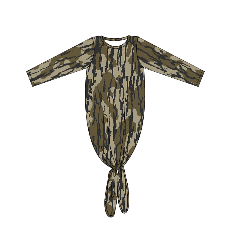 Baby Girls Green Tree Camo Long Sleeve Gowns preorder(moq 5)