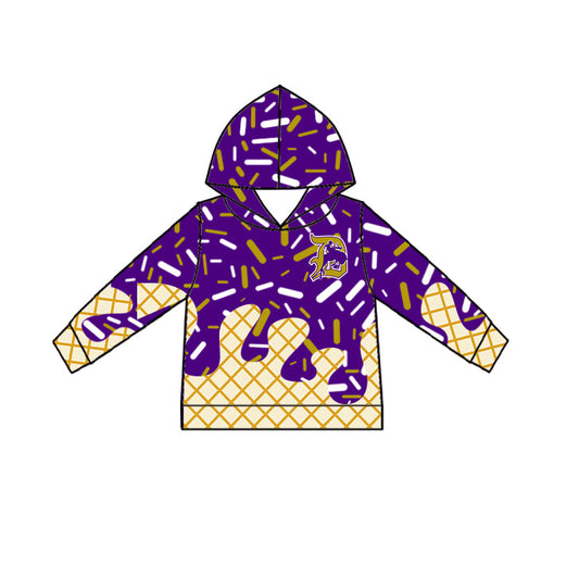 Preorder (moq 5)Baby Boys Purple Drip Sprinkles D'Hanis Team Long Sleeves Hoodies Top