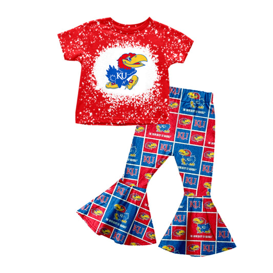 Baby Girls KU Team Top Bell Pants Outfits Clothes Sets preorder(MOQ 5)