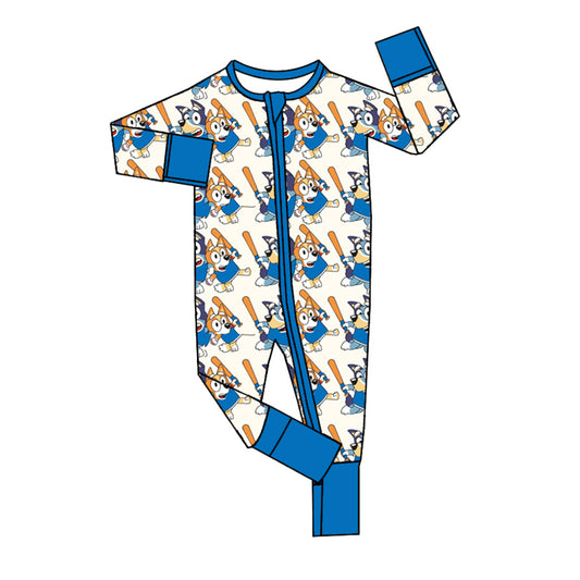 Baby Infant Baseball Dogs Zip Rompers preorder(moq 5)