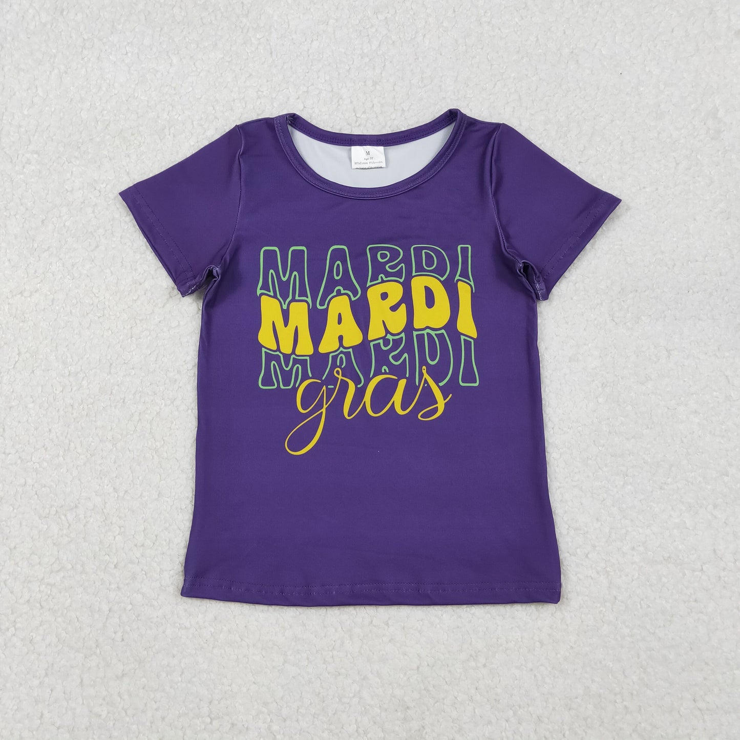Baby Girls Purple Short Sleeve Mardigras Tee Shirts Top