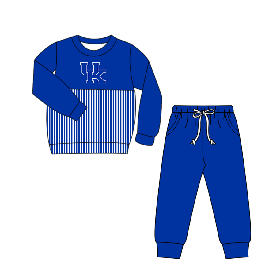 Preorder(moq 5)Baby Boys UK Stripe Top Pockets Jogger Pants Team Clothes Sets
