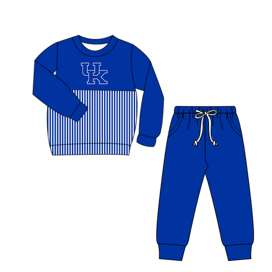 Preorder(moq 5)Baby Boys UK Stripe Top Pockets Jogger Pants Team Clothes Sets