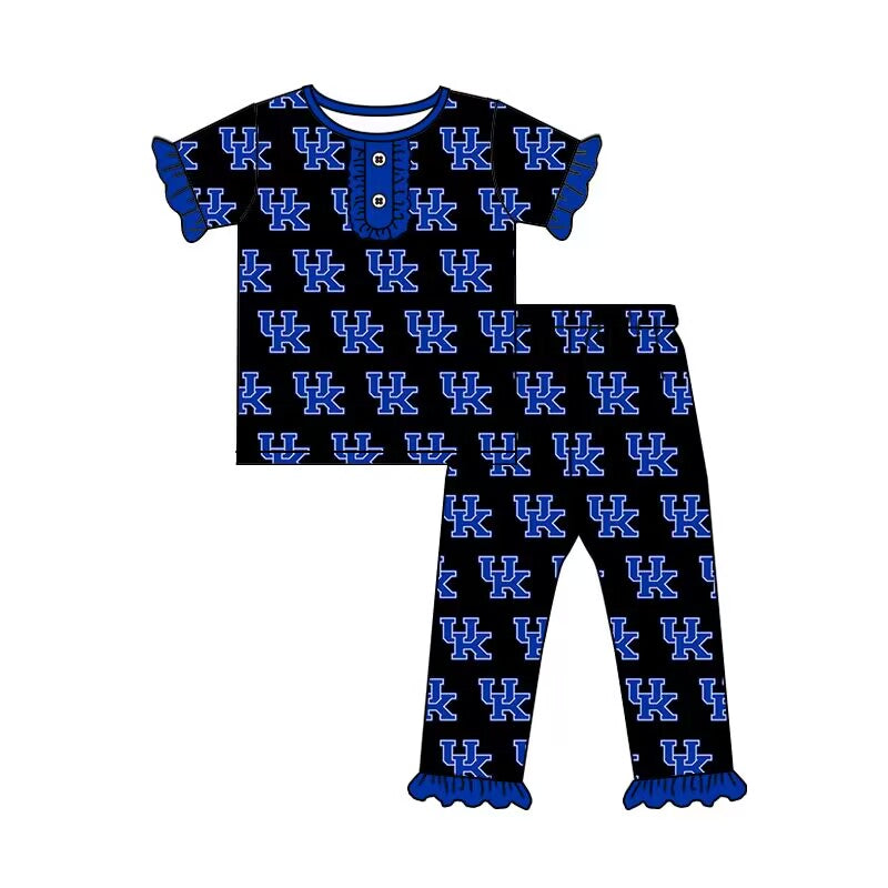 Baby Girls Black UK Shirt Ruffle Pants Pajamas Clothes Sets Preorder(moq 5)