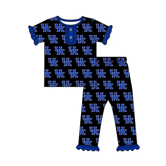 Baby Girls Black UK Shirt Ruffle Pants Pajamas Clothes Sets Preorder(moq 5)