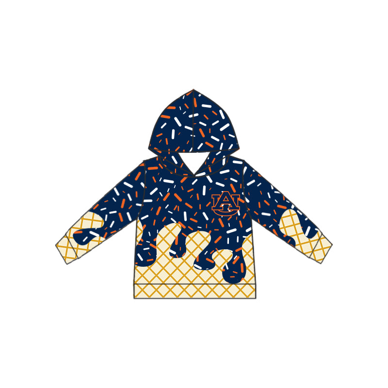 Preorder (moq 5)Baby Boys Navy Auburn Drip Sprinkles Team Long Sleeves Hoodies Top