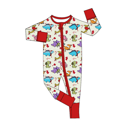 Baby Infant Boys Christmas Dinosaurs Zip Rompers preorder(moq 5)