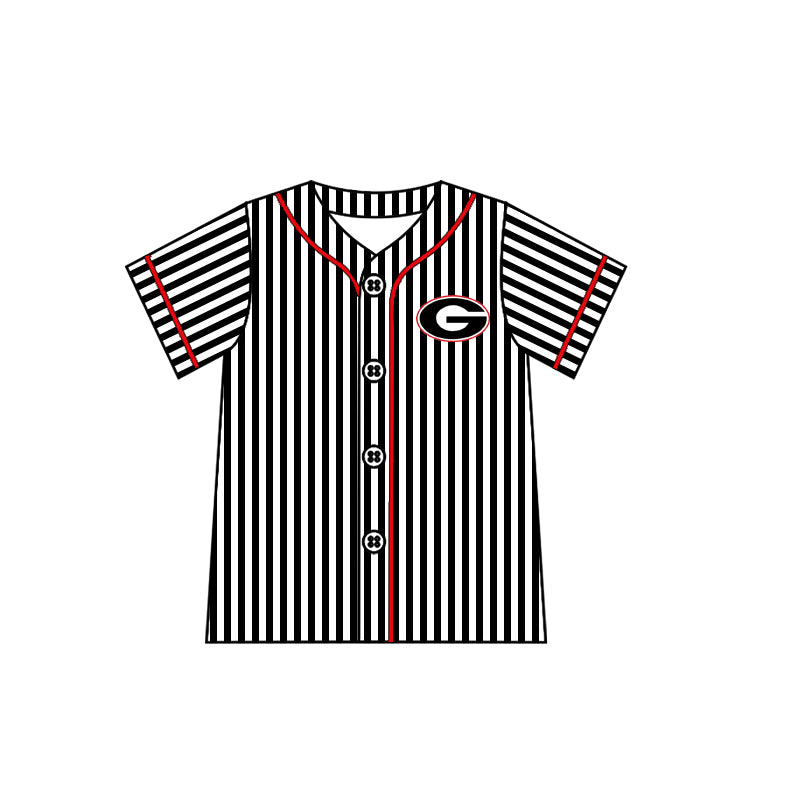preorder(moq 5) Baby Boys G Bulldogs Team Black Stripes Buttons Shirts