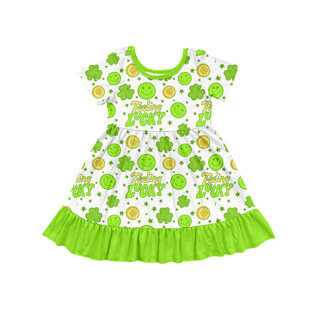 Baby Girls St Patrick Day Feeling Lucky Knee Length Dresses preorder(MOQ 5)