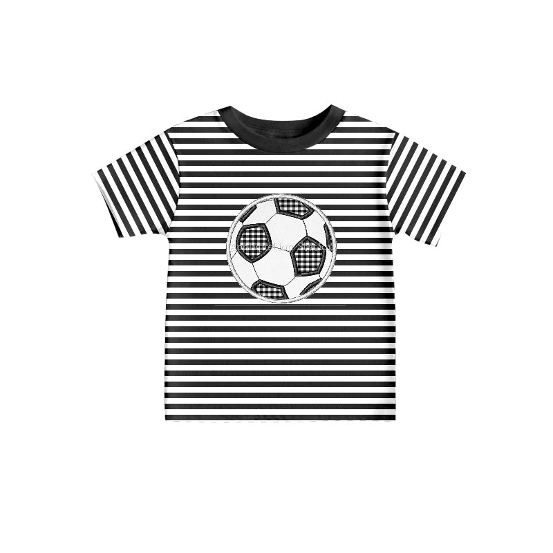 Baby Boys Black Stripes Soccer Short Sleeve Tee Shirts Tops preorder(moq 5)