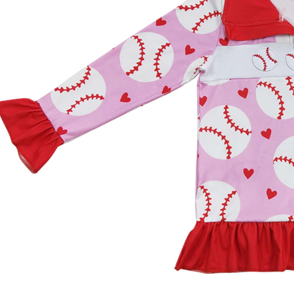 Baby Girls Pink Baseball Zip Long Sleeve Pullovers Tops