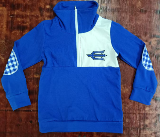 Preorder moq 5 Baby Boys Long Sleeves Blue Devils Zipper Pullovers Top