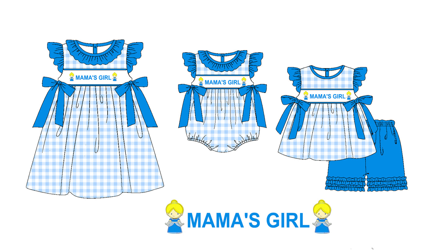 Preorder(moq 5 each)Sibling Baby Girls Mama's Girl Princess 4 Bows Romper Dress Shorts Sets