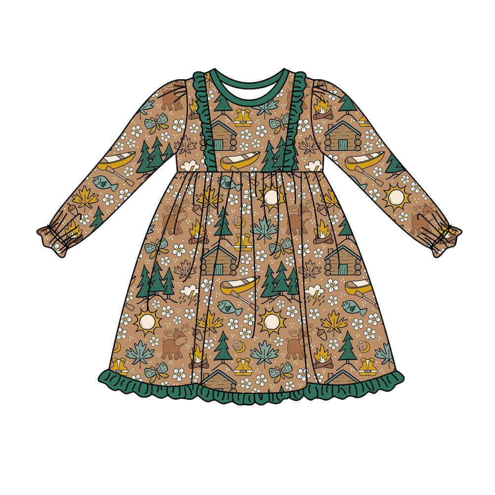 Baby Girls Tree Animal Ruffle Knee Length Dresses Preorder(moq 5)