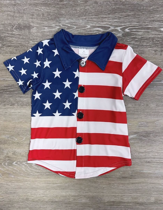 Baby Boys 4th of july star stripe shirts