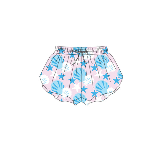 Preorder (moq 5)Baby Girls Shell Starfishes Ruffle Shorts Bottom