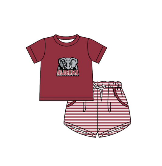 Preorder (moq 5)Baby Boys Alabama Top Pockets Stripe Short Team Clothes Set
