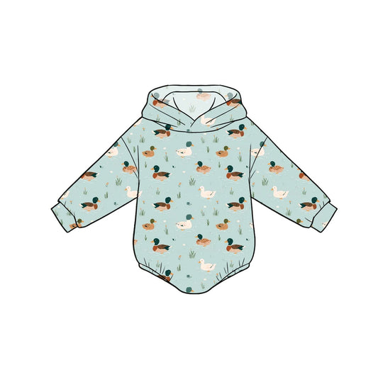 Preorder (moq 5)Baby Boys Long Sleeve Ducks Hunting Hoodie Rompers