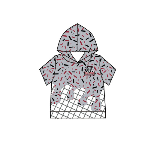 Preorder (moq 5)Baby Boys Short Sleeve Grey Sprinkles Alabama Elephant Team Hoodies Top
