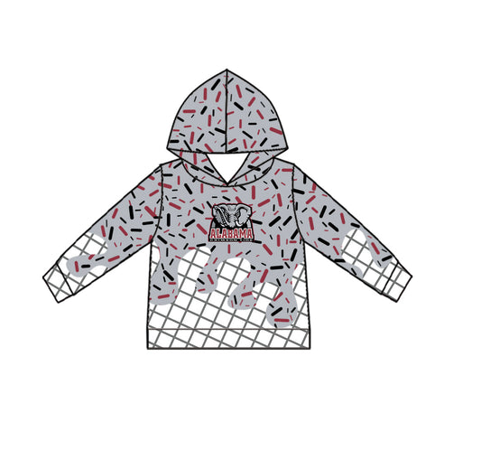 Preorder (moq 5)Baby Boys Long Sleeve Grey Sprinkles Alabama Elephant Team Hoodies Top