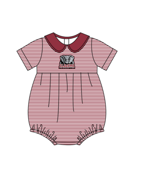 Preorder (moq 5)Baby Girls Short Sleeve Alabama Team Ruffle Rompers