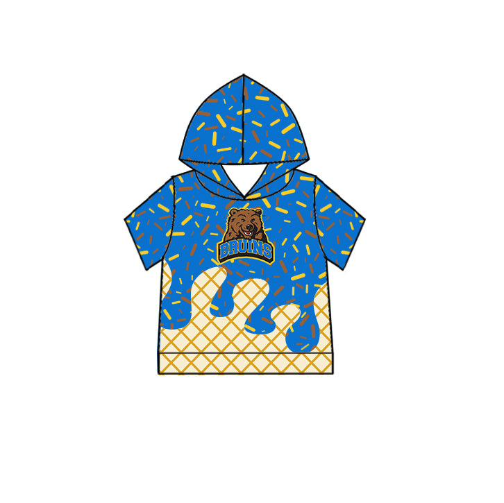 Preorder (moq 5)Baby Boys Blue Short Sleeves Bruins Drip Team Hoodies Top