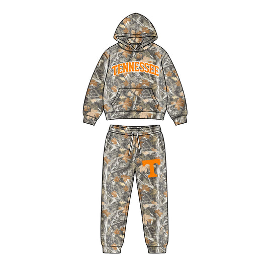 Preorder (moq 5) Baby Boys Leaves Camo Tennessee Pocket Hoodie Pockets Pant Team Clothes Sets