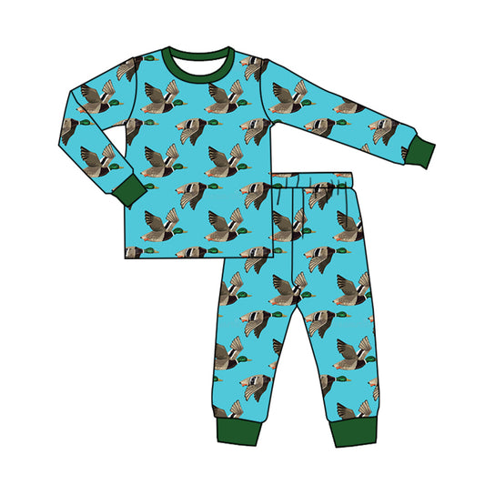 Baby Boys Southern Ducks Blue Tee Top Pants Pajamas Clothes Sets preorder(MOQ 5)